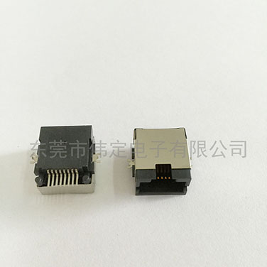 反向沉板貼片型RJ45連接器 半包殼SMT H=8.0mm